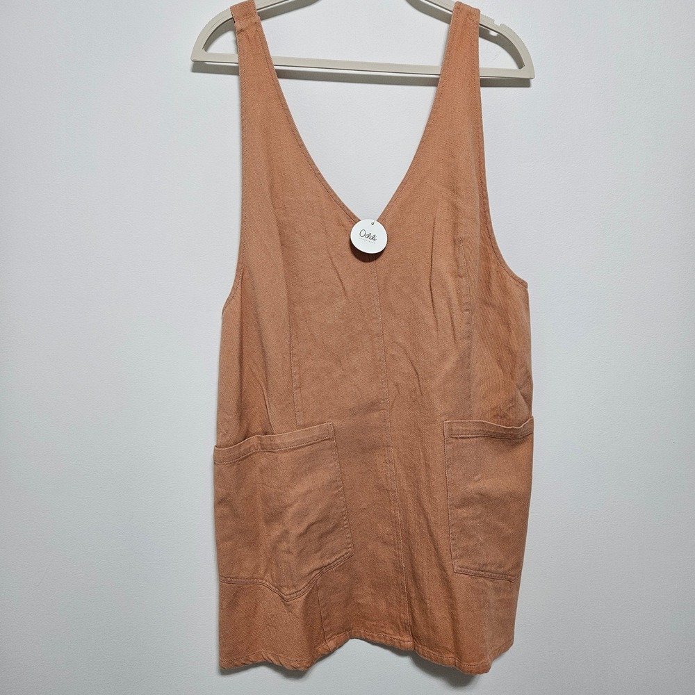 Oddi LA NWT 100% Cotton Denim Pinafore Jumper Dress Overall Boho Granola M